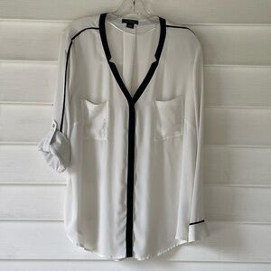 METAPHOR Black Trim Long Sleeves Button Down Shirt Sz XL